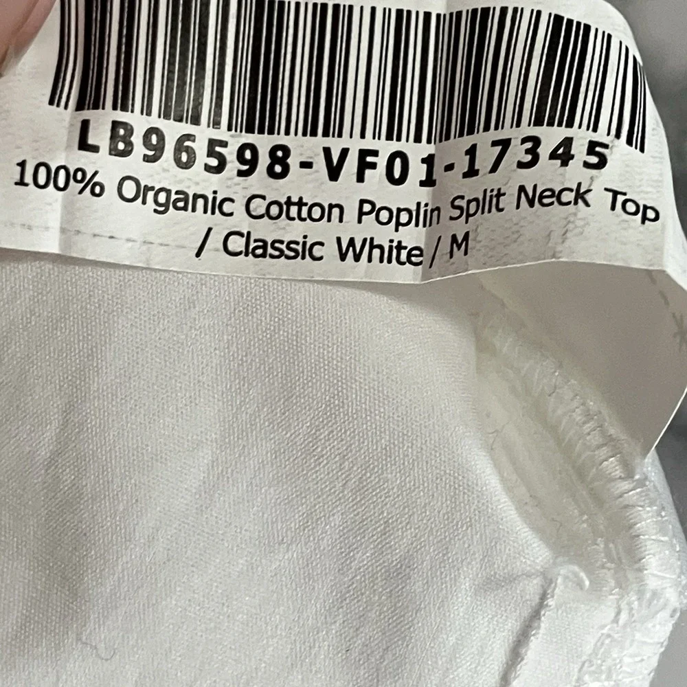 Quince Organic Cotton Poplin White Blouse Womens Size M Split Neck Tie Top - Picture 11 of 12